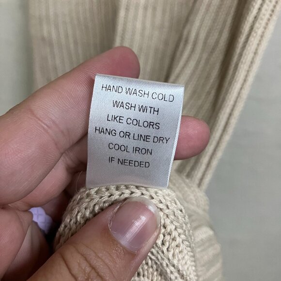 IN LOOM Women's Size M Tan Long Sleeve Ribbed Sweater Maxi Dress Slit Side - Picture 5 of 11